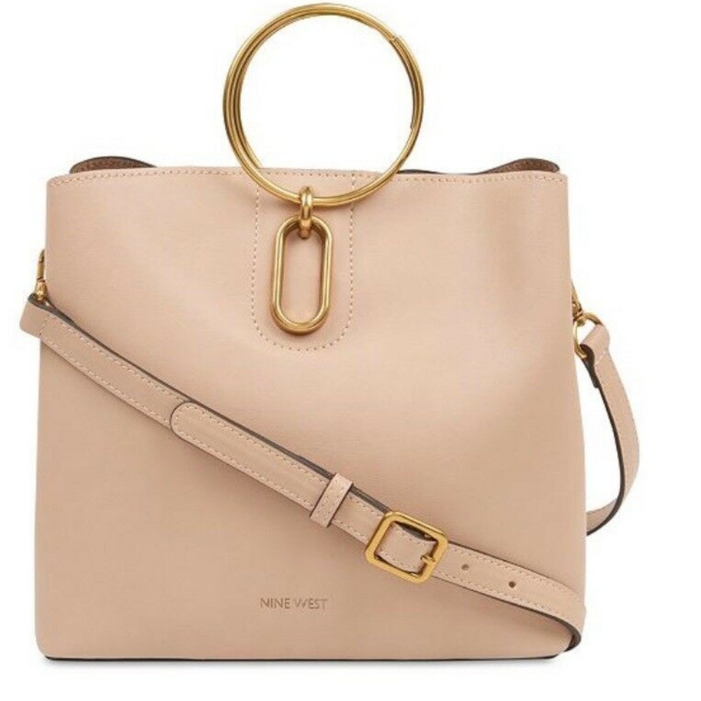 NINE WEST SANNAA Biege Faux Leather Crossbody Bag